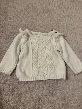 Carter's Cream Cable-Knit Ruffle Shoulder Sweater